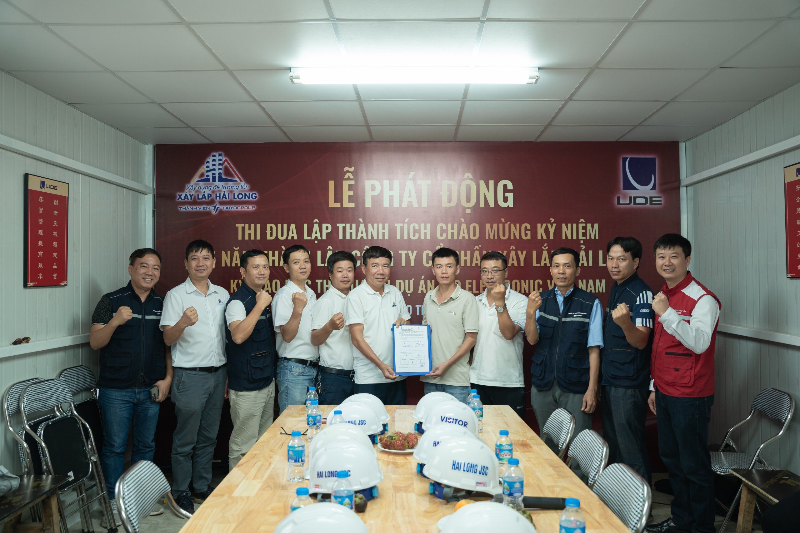 Phát Động Thi Đua Đẩy Nhanh Tiến Độ Thực Hiện Dự Án Nhà Máy U.D.Electronic Việt Nam, Hưởng Ứng Lễ Kỷ Niệm 25 Năm Thành Lập Xây Lắp Hải Long